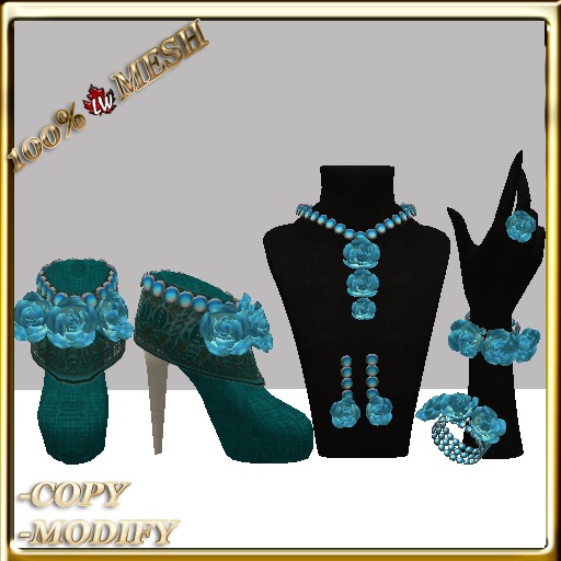 LW_ 3 Roses Jewelry Set with Boots w Resizer - Blue 3