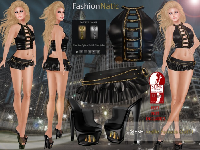 MESH Joelle Female Outfit FashionNatic + Hud Driven + Slink Heels (FEET NOT INCLUDED)