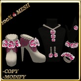 LW_ Boxed 3 Roses Jewelry Set / Boots - Crimson White
