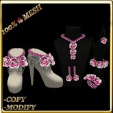 LW_ 3 Roses Jewelry Set with Boots w Resizer- White Pink 2