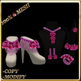 LW_ Boxed 3 Roses Jewelry Set / Boots - Crimson White