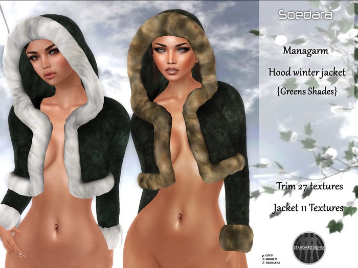 ~Soedara~ Managarm Hood Winter Jacket {Green Shades}