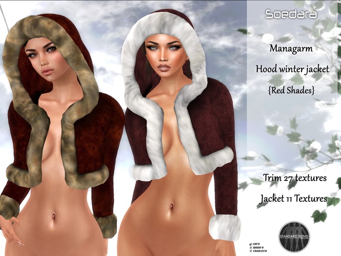 ~Soedara~ Managarm Hood Winter Jacket {Red Shades}
