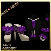 LW_ Boxed 3 Roses Jewelry Set / Boots - Crimson White