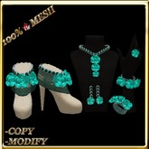 LW_ Boxed 3 Roses Jewelry Set / Boots - Crimson White