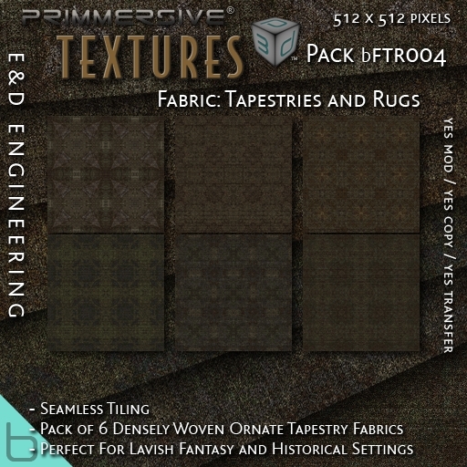 [bFTR004] 6 512px Densely Woven Ornate Tapestry and Carpet Fabric Pattern Textures by E&D ENGINEERING