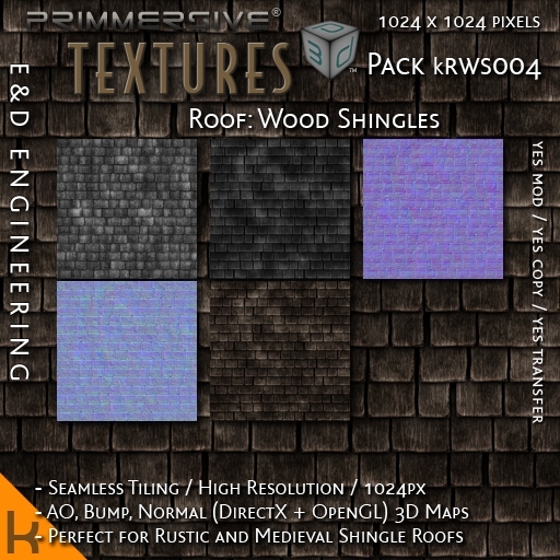 Second Life Marketplace - [kRWS004] 1024px Rustic Wood Roof Ambient ...