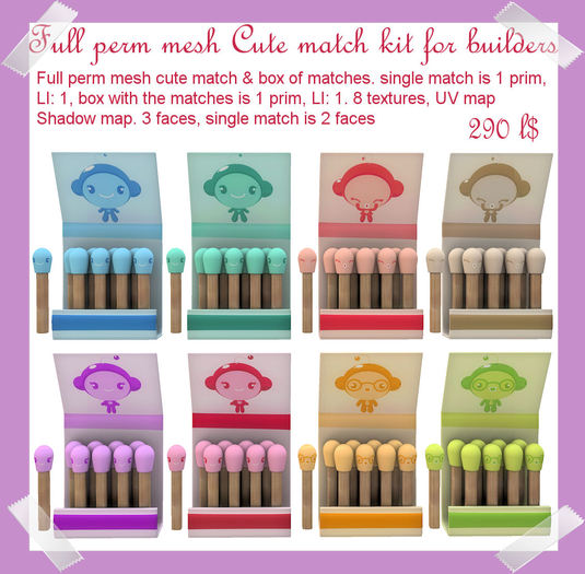 Second Life Marketplace - Full Perm MESH Cute Match kit for builders
