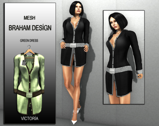 Braham Design Victoria Green Dress Mesh