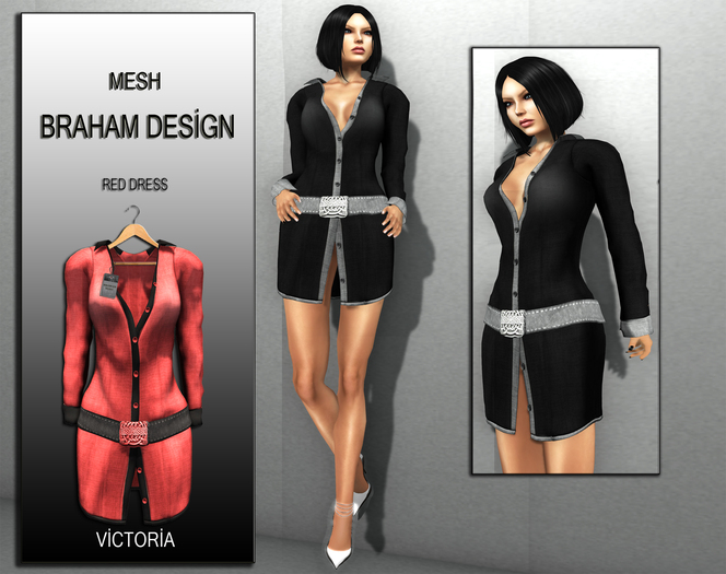 Braham Design Victoria Red Dress Mesh
