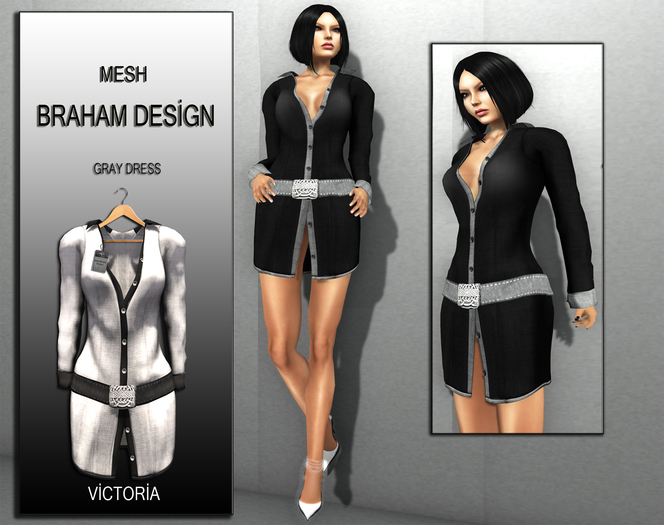 Braham Design Victoria Gray Dress Mesh