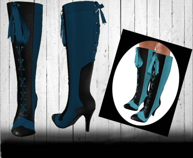 ~*Moolala*~Bicolor High Heel Boot - Teal