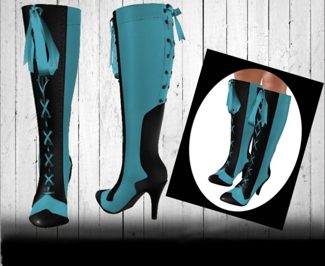 ~*Moolala*~Bicolor High Heel Boot - Aqua