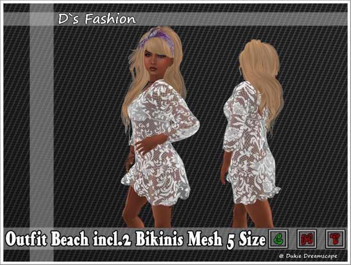 Mesh Beach Tunic With Bikini White