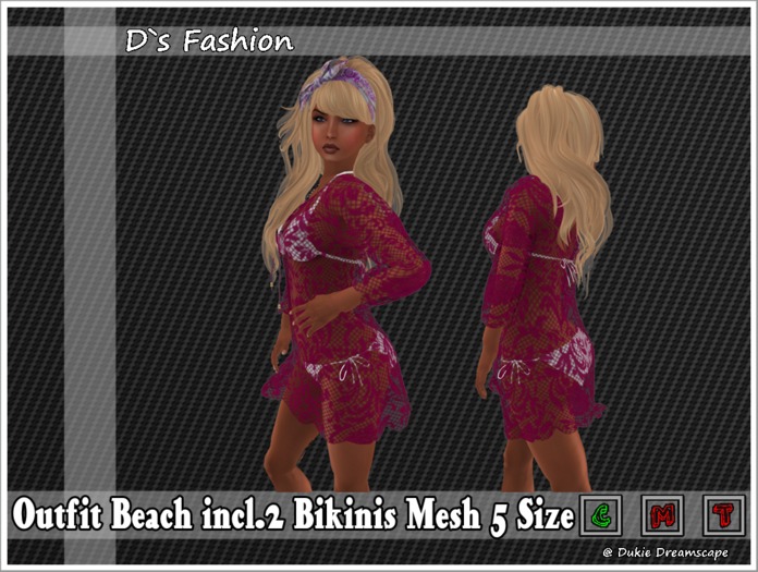 Mesh Beach Tunic With Bikini Berry