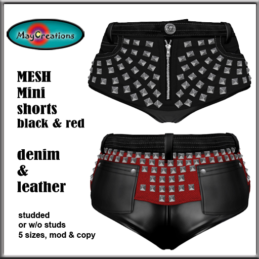MayCreations studded shorts black & red 