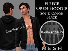 *ED Mens Mesh Black Fleece Open Hoodie