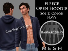 *ED Mens Mesh Navy Blue Fleece Open Hoodie