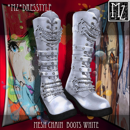*MZ* Mesh Chain Boots WHITE