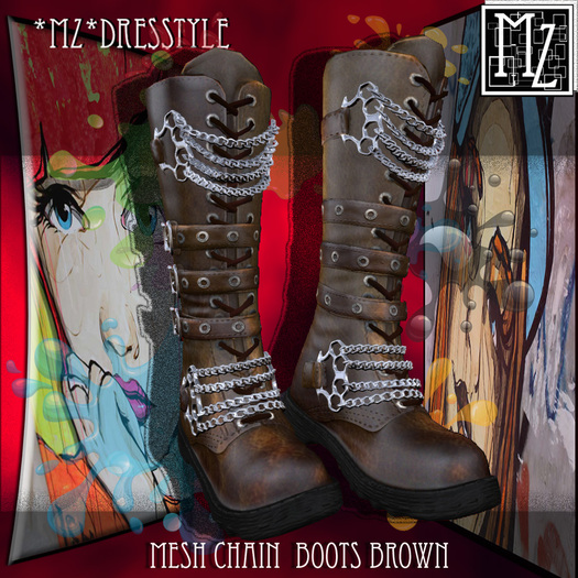 *MZ* Mesh Chain Boots BROWN
