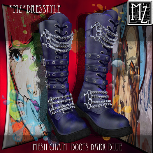 *MZ* Mesh Chain Boots DARK BLUE