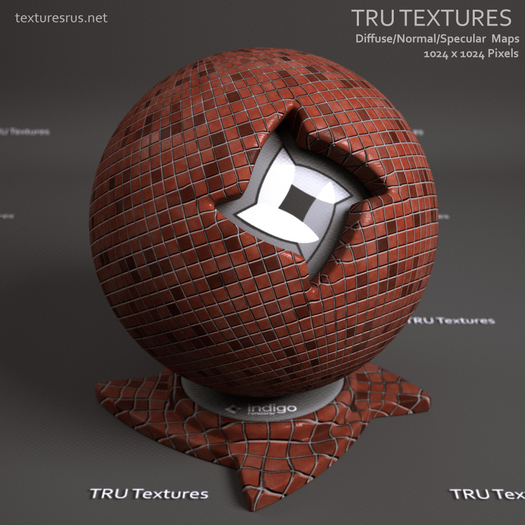 Seamless Domestic Tiles Texture Materials - Terracotta - Diffuse Normal Specular 