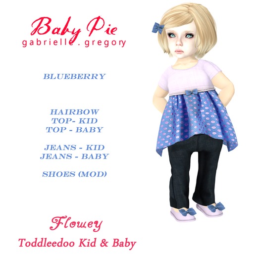 *Baby Pie* Flowey Blueberry Toddleedoo Girl's Autumn Complete Outfit