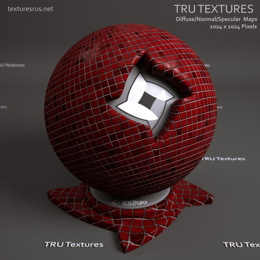 Seamless Domestic Tiles Texture Materials - Red - Diffuse Normal Specular 