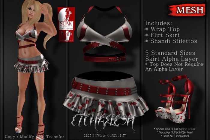 DEMO [Etchaflesh] Cherry Pie Flirty Outfit With SLINK High Stilettos