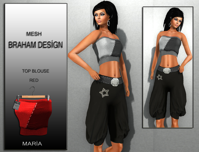 Braham Design Maria Red Top Mesh