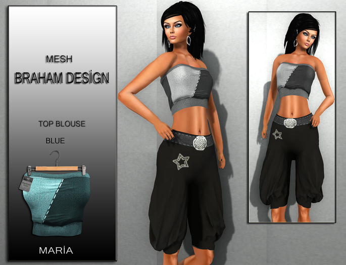 Braham Design Maria Blue Top Mesh