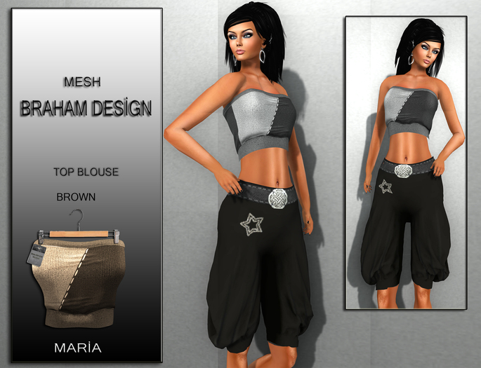 Braham Design Maria Brown Top Mesh