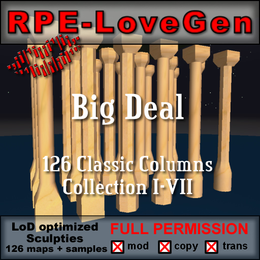 RPE-Columns Collection I-VII - 126 Full Perm Sculpties Columns