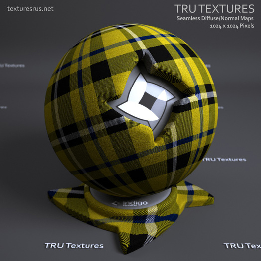 Seamless Tartan Fabric Material Texture Maps #10 - Diffuse Normal Specular Maps 