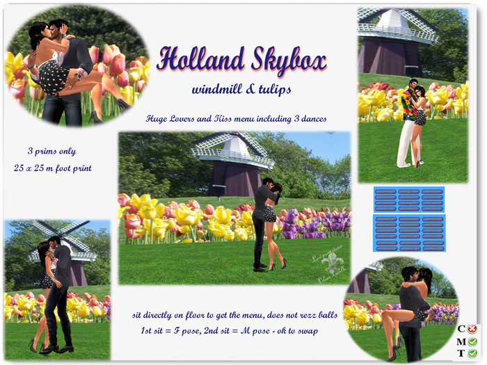 3 prim Holland Skybox + Romance Menu