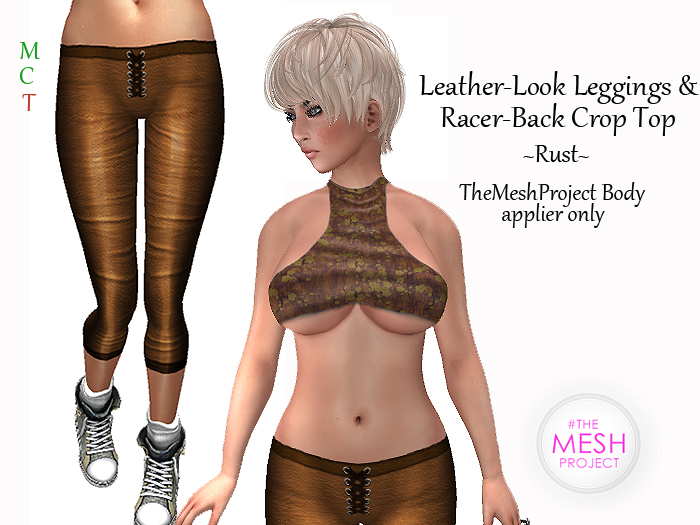 [rua modena] TMP-Leather Look Leggings & Racerback Top - Berry