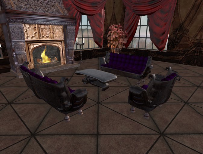 Gothic Sofa Couch Chair Table set (Purple)