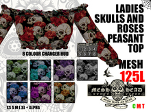 Mesh Head - Skulls & Roses Peasant Top - All Sizes