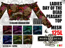 Mesh Head - Day Of The Dead Peasant Top - All Sizes
