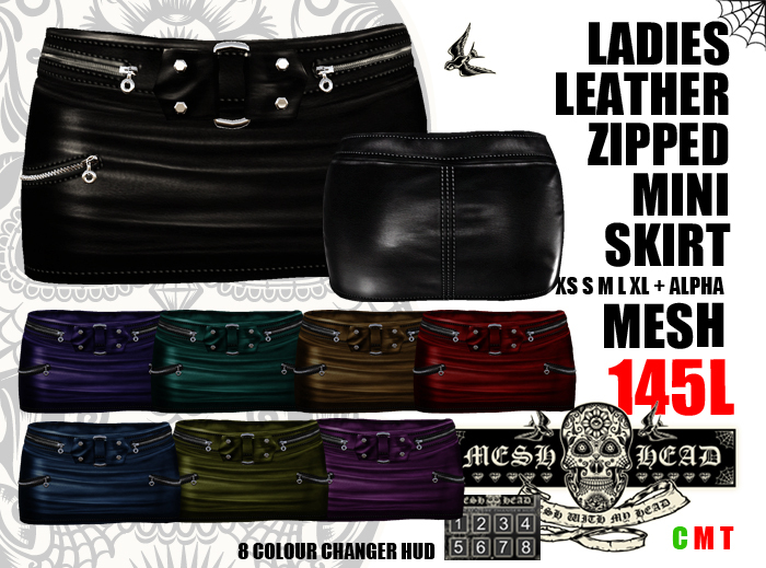 Mesh Head - Leather Zipped Mini - All Sizes