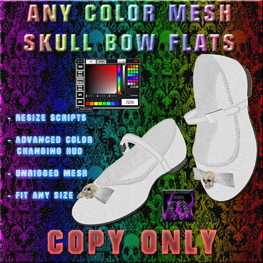 BBD - (BOX) - Mesh Skull Bow Flats