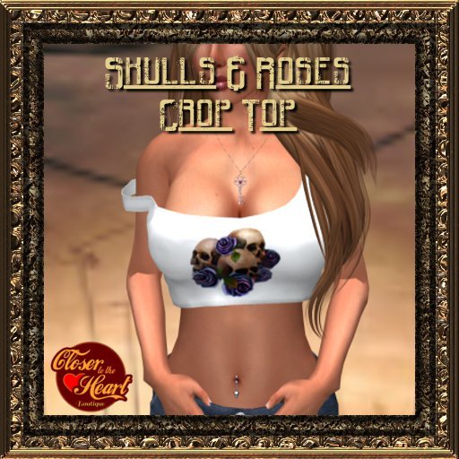 Skulls & Roses Crop Top (Purple) BOXED