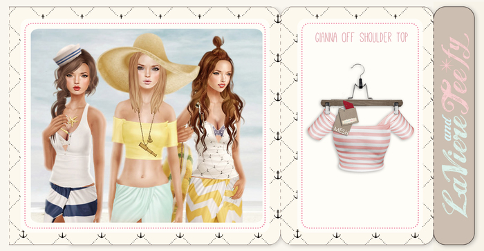 Tee*fy Gianna Off Shoulder Top Stripes/Pink