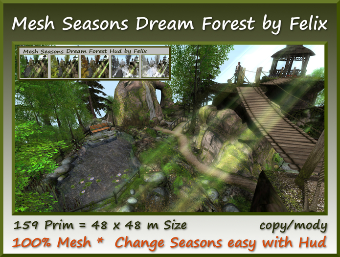 Mesh Seasons Dream Forest with Hud 159 Prim 48x48m Size c-m