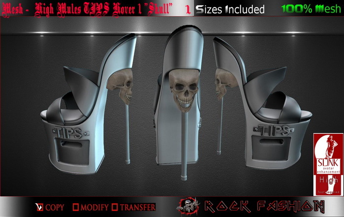 Mesh High Mules TIPS Hover  "Skull "