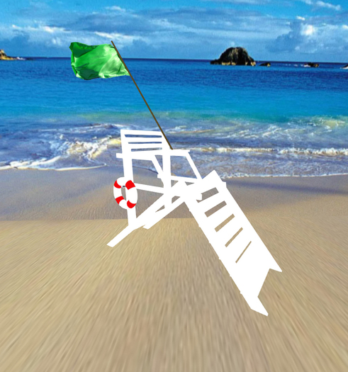 LifeGuard Chair White / Green Flag Mesh