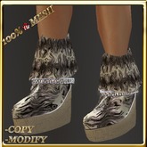LW_ Boxed Mesh Boots with 3 Lilies - Suede Platinum
