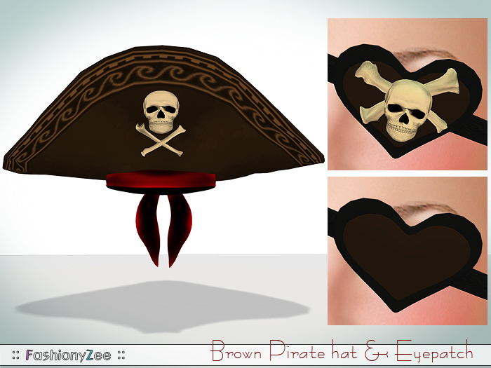 :: FZ :: Brown Pirate hat & Eyepatch