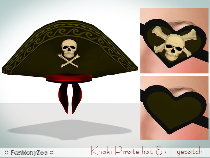 :: FZ :: Khaki Pirate hat & Eyepatch