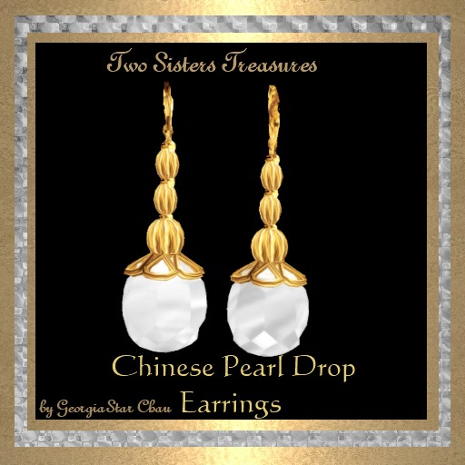 Chinese Pearl Drop Earrings.